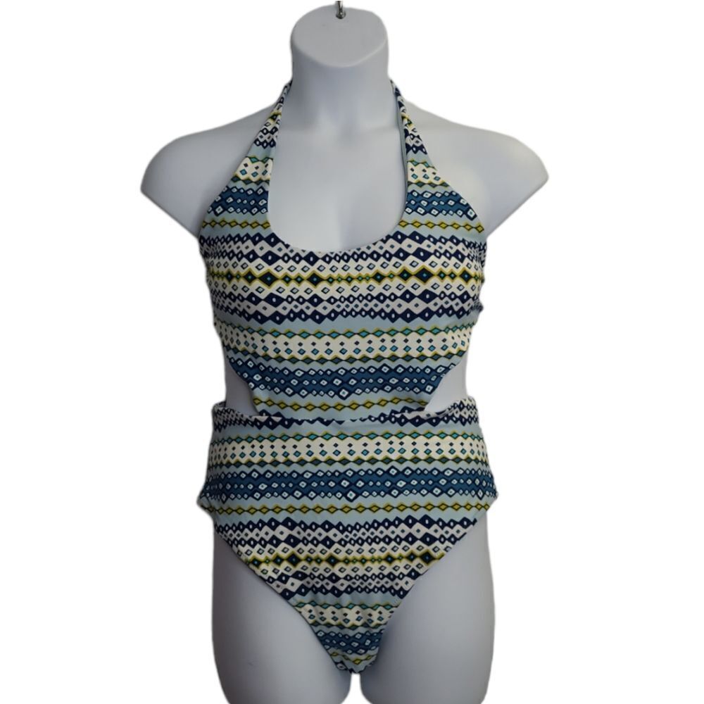AERIE geometric side cuout halter top one piece monokini‎ swimsuit XL